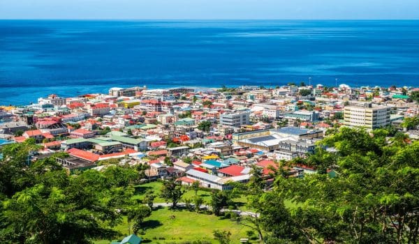 Aerial,View,Of,Roseau,City,,Dominica.