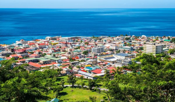 Aerial,View,Of,Roseau,City,,Dominica.
